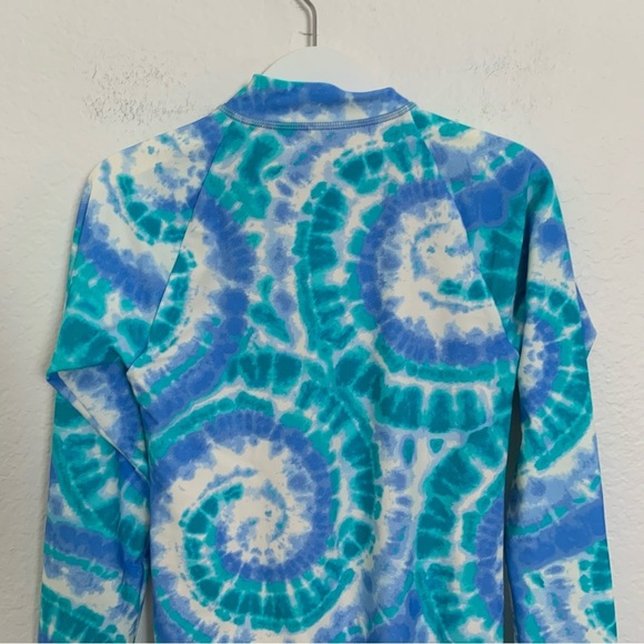 Crewcuts Girls Zip Up Rash Guard One Piece Swimsuit UPF 50 Girls 8 Tie Dye Blue - Picture 14 of 15
